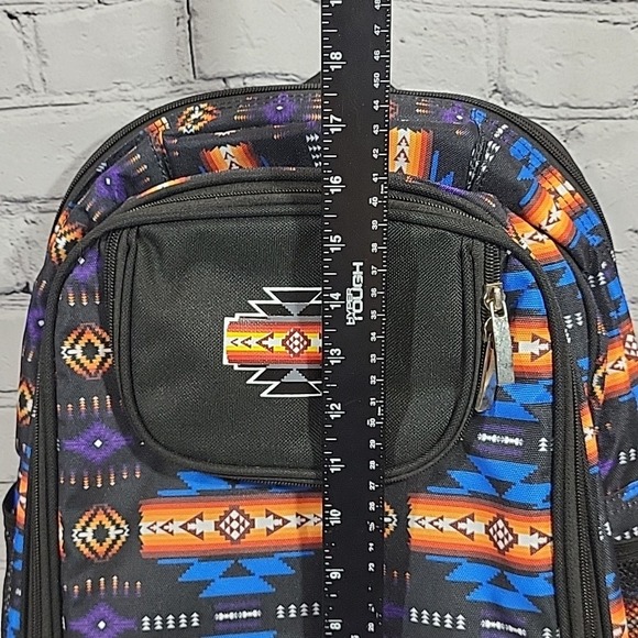 Southwest Aztec Print Backpack By Nu Trendz Insulated Picnic Hiking NEW Flaw - Picture 10 of 11